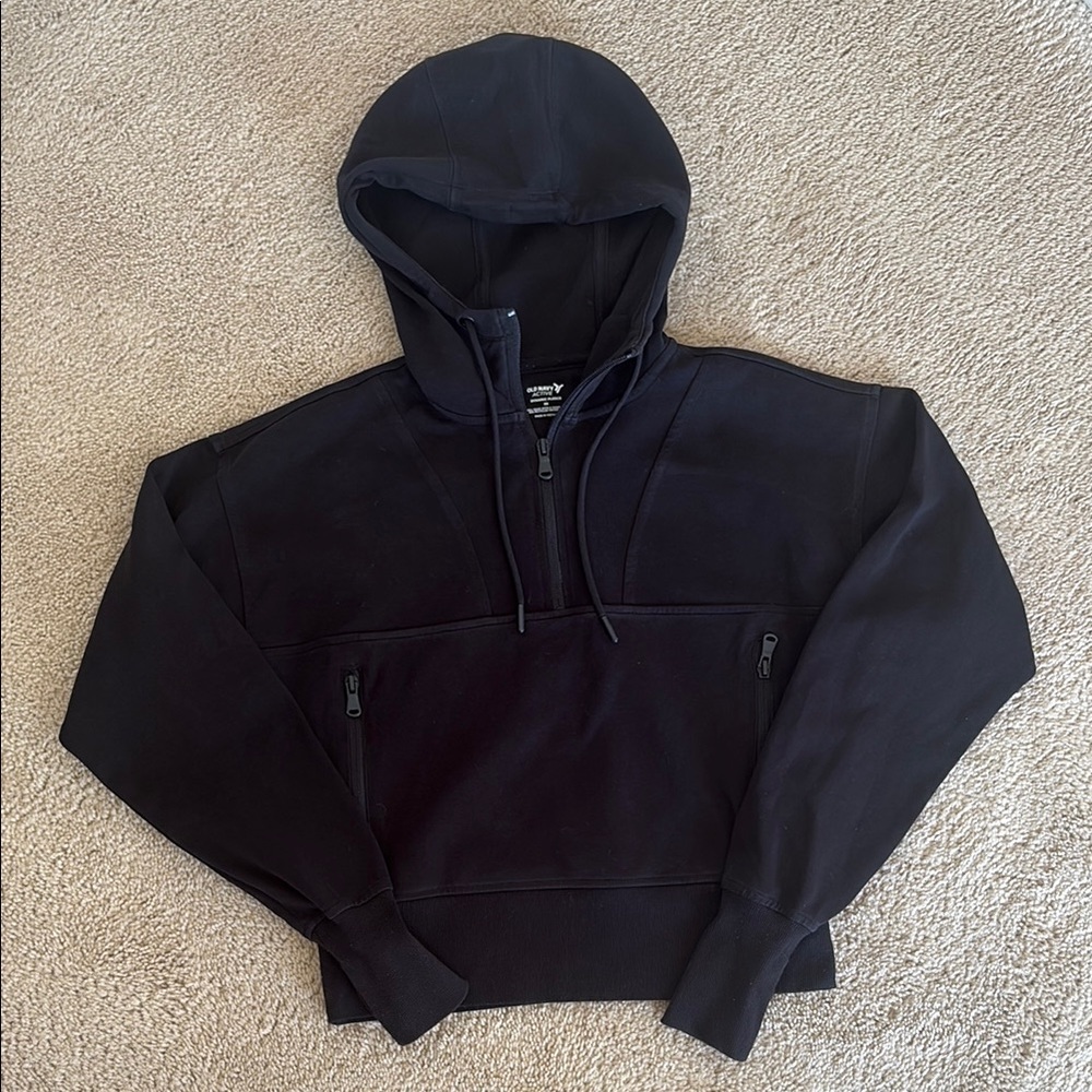 Old Navy Active Dynamic Fleece Black Hooded Sweater